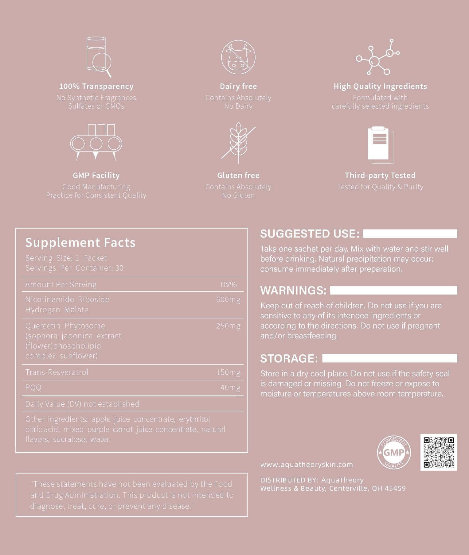 NAD+ Drink Powder Mix (Raspberry Flavor)